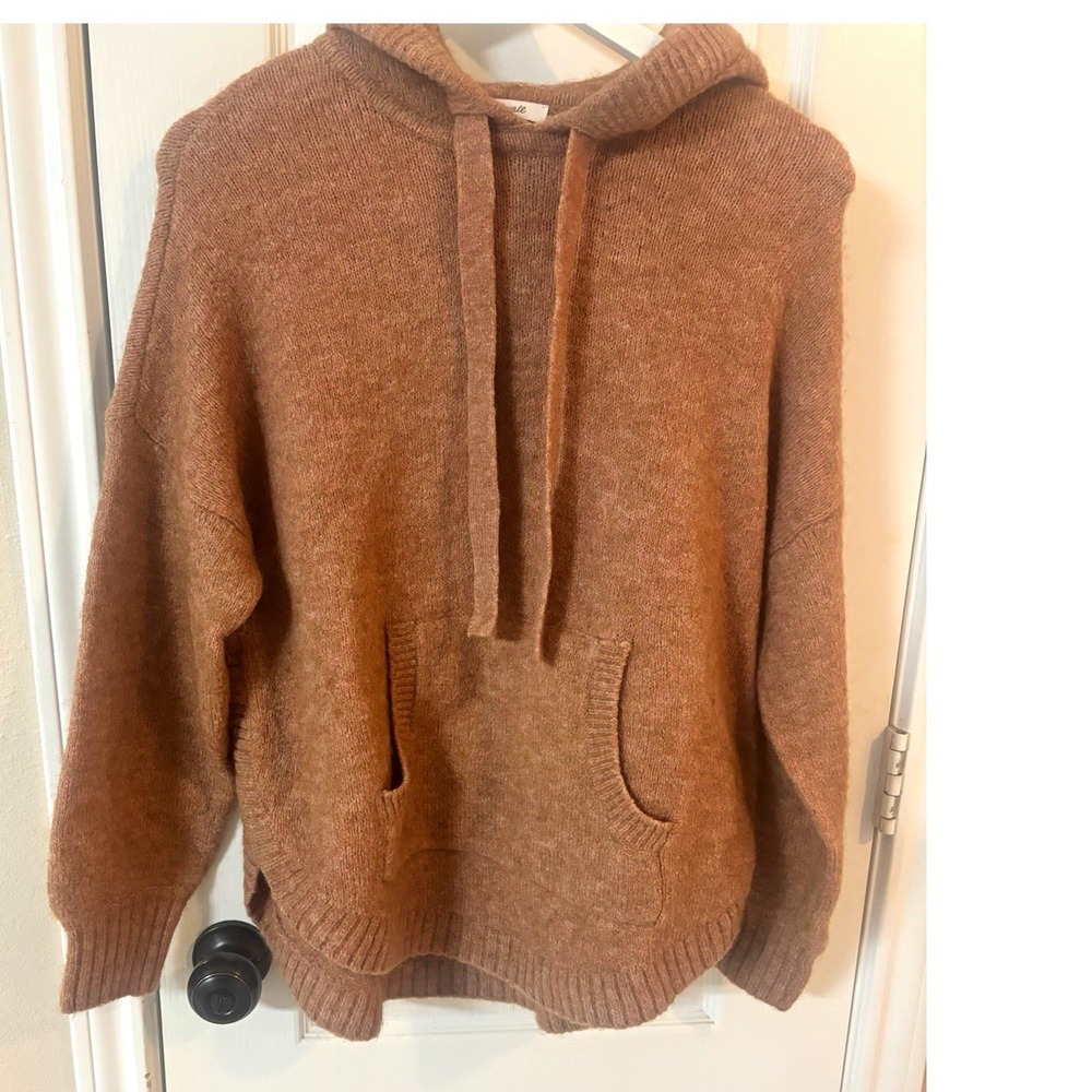 Madewell Wilmington Alpaca Wool Blend Knit Hoodie Sweater Womens M Heather Taffy